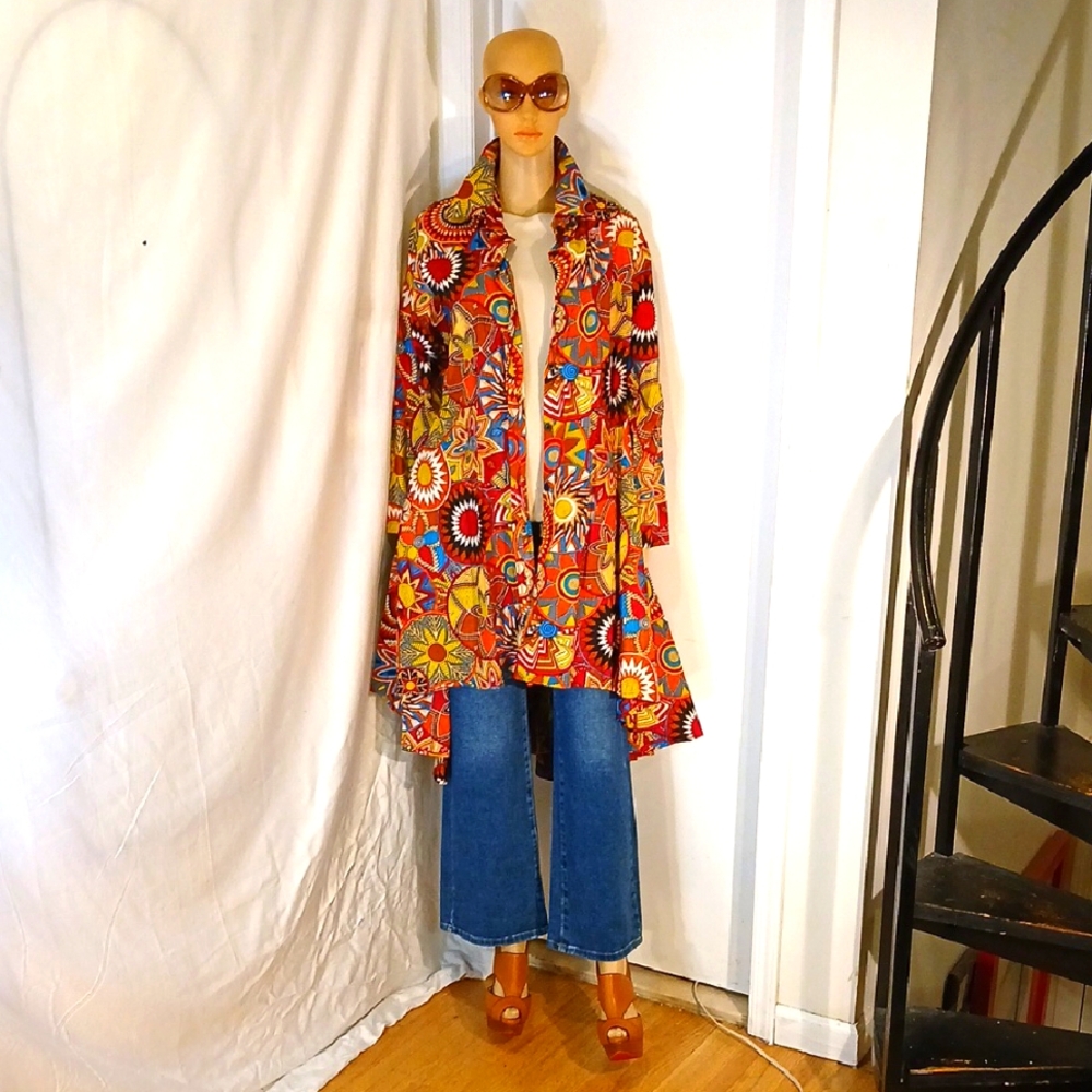 Stunning NWT Kara Chic Multicolor Tribal Print Cover Jacket.